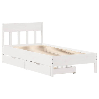 Giroletto senza Materasso Bianco 100x200 cm Legno Massello Pino