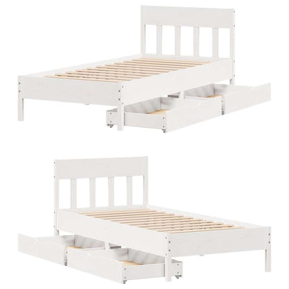 Giroletto senza Materasso Bianco 100x200 cm Legno Massello Pino