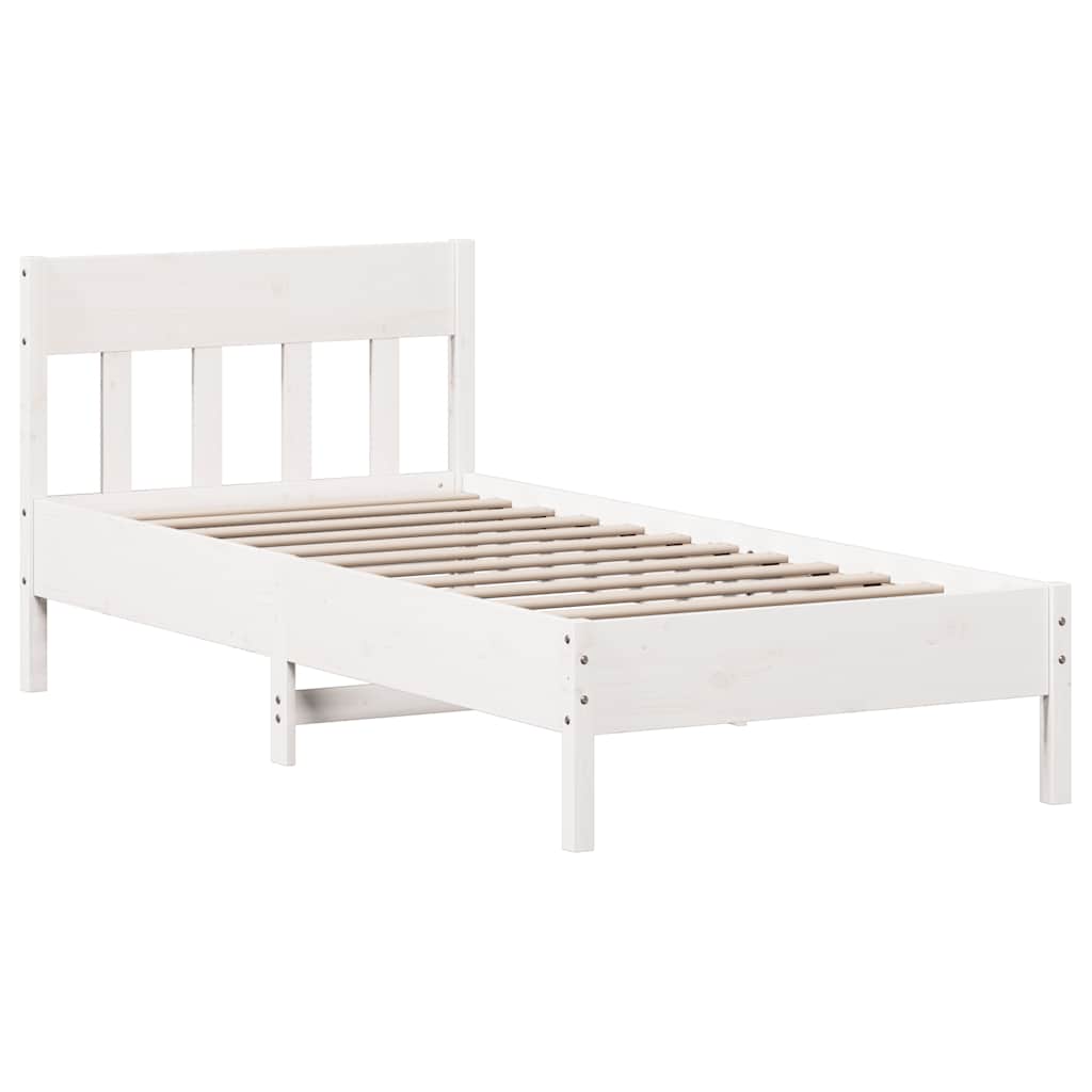 Letto senza Materasso Bianco 90x200 cm Legno Massello di Pino - homemem39