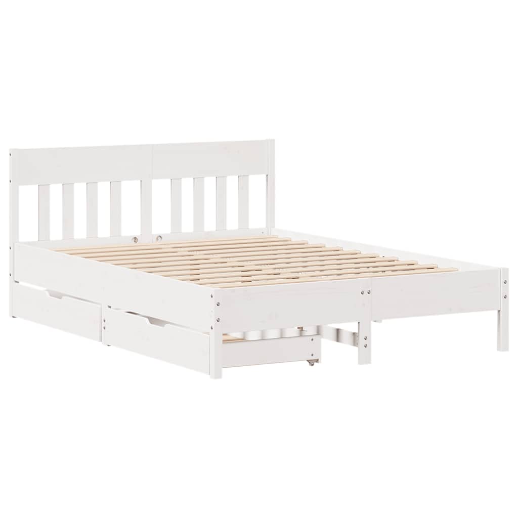 Letto senza Materasso Bianco 140x190 cm Legno Massello di Pino | homemem39