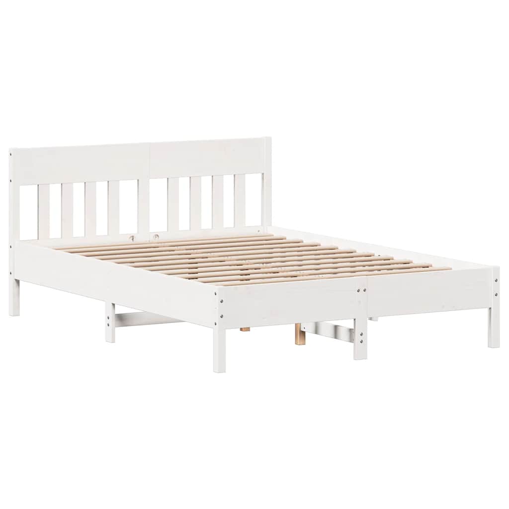 Letto senza Materasso Bianco 140x190 cm Legno Massello di Pino | homemem39