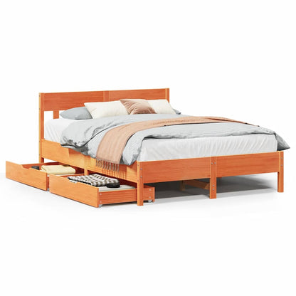 Letto senza Materasso Marrone Cera 140x190 cm in Legno di Pino | homemem39