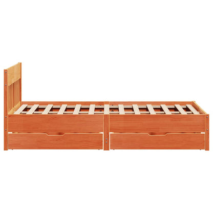 Letto senza Materasso Marrone Cera 140x190 cm in Legno di Pino | homemem39