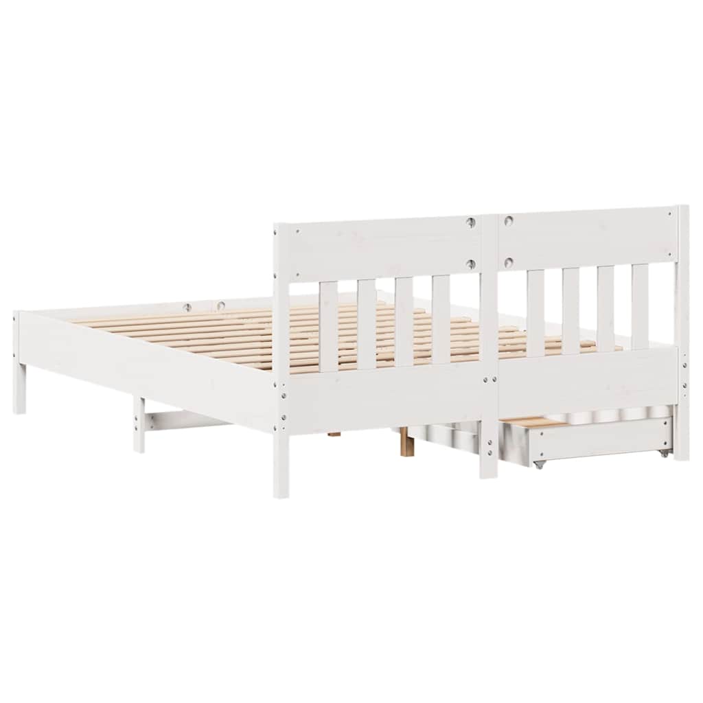 Letto senza Materasso Bianco 135x190 cm Legno Massello di Pino