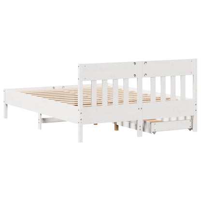 Letto senza Materasso Bianco 135x190 cm Legno Massello di Pino