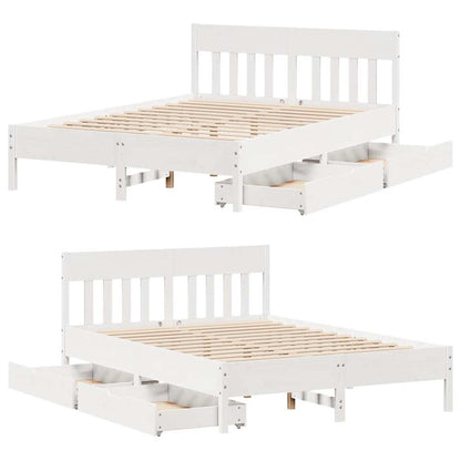 Letto senza Materasso Bianco 135x190 cm Legno Massello di Pino