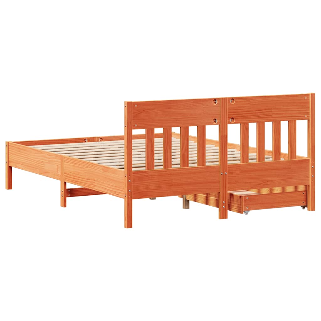 Letto senza Materasso Marrone Cera 135x190 cm in Legno di Pino | homemem39