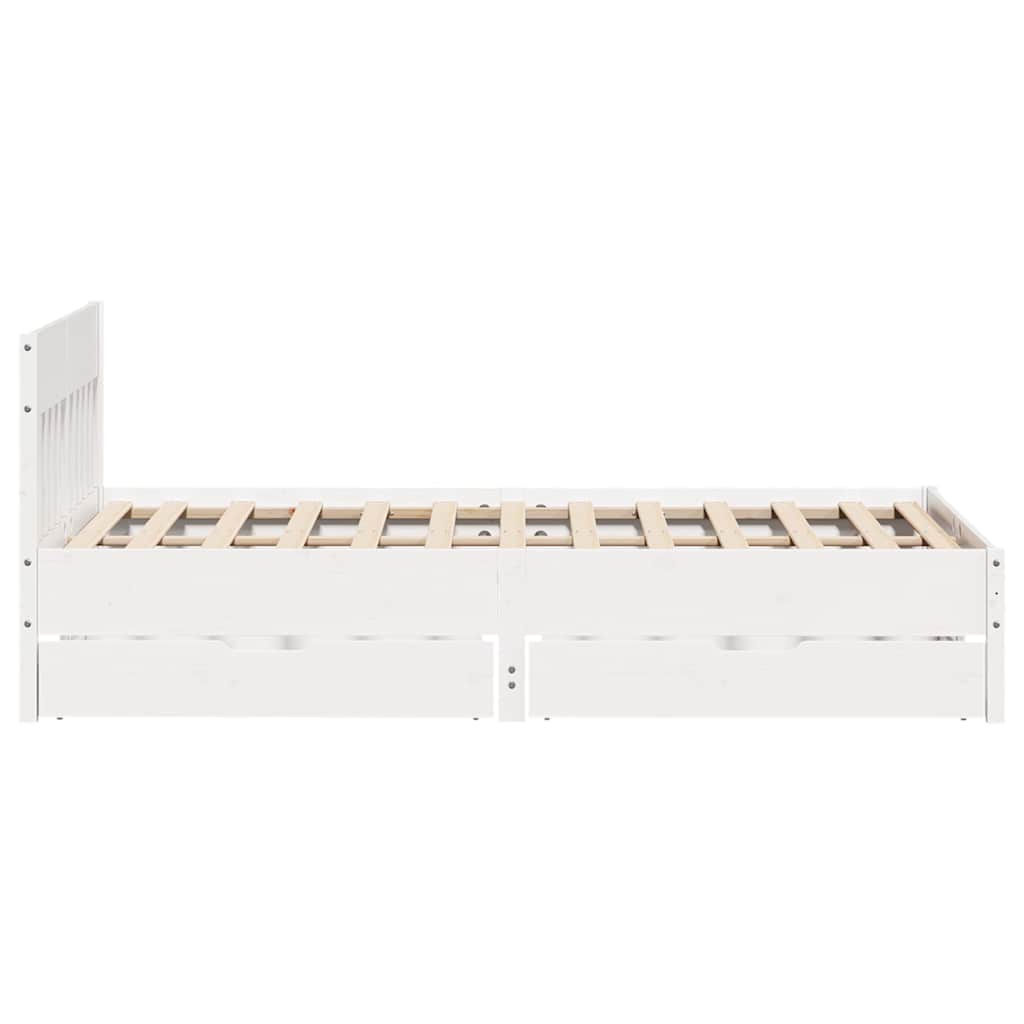Letto senza Materasso Bianco 120x190 cm Legno Massello di Pino