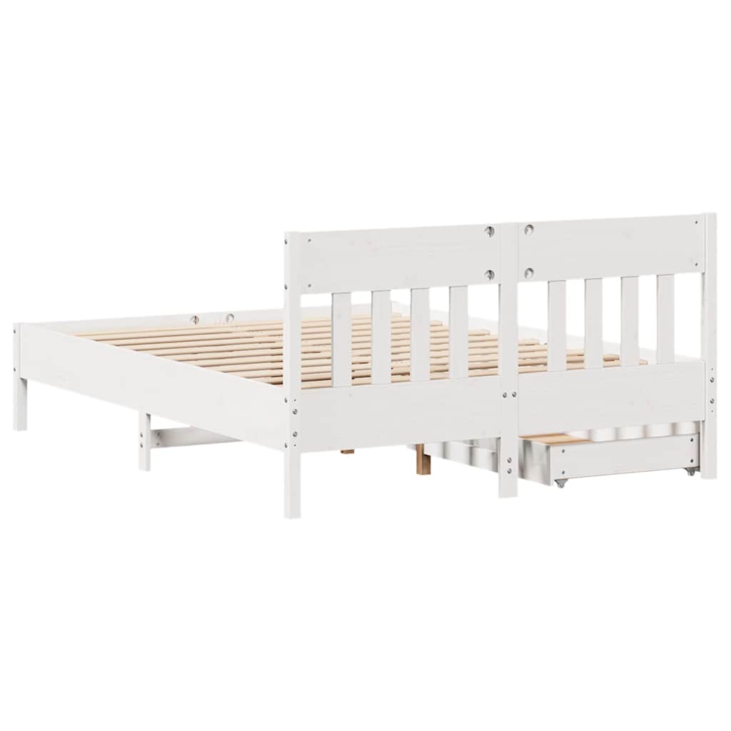 Letto senza Materasso Bianco 120x190 cm Legno Massello di Pino