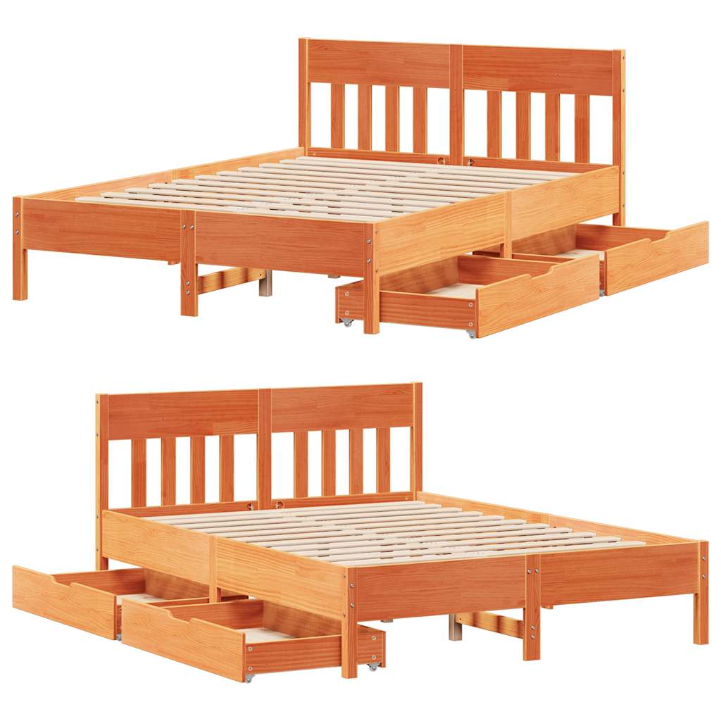 Letto senza Materasso Marrone Cera 120x190 cm in Legno di Pino | homemem39
