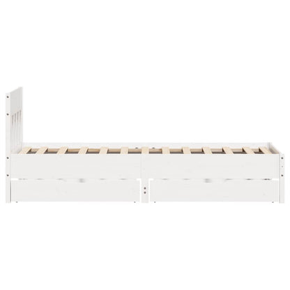 Letto senza Materasso Bianco 90x190 cm in Legno Massello Pino