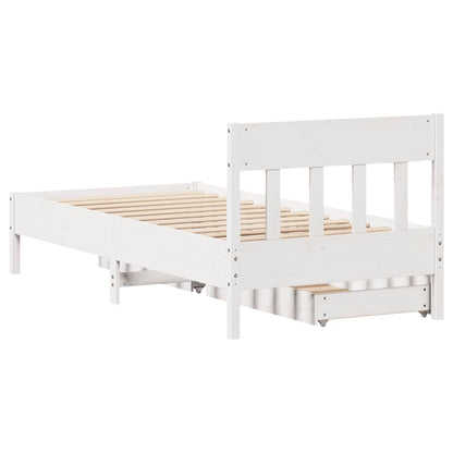Letto senza Materasso Bianco 90x190 cm in Legno Massello Pino
