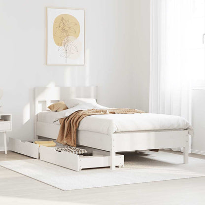 Letto senza Materasso Bianco 90x190 cm in Legno Massello Pino