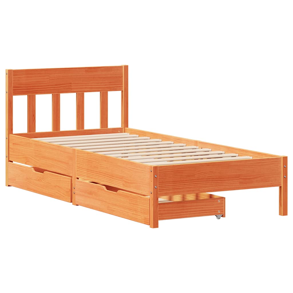 Letto senza Materasso Marrone Cera 90x190 cm in Legno di Pino | homemem39