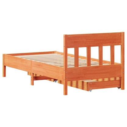 Letto senza Materasso Marrone Cera 90x190 cm in Legno di Pino | homemem39