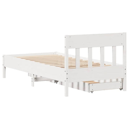 Letto senza Materasso Bianco 75x190 in Legno Massello di Pino