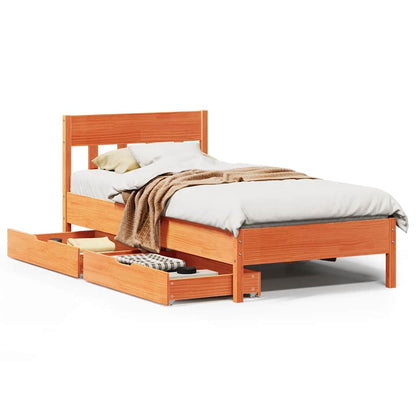 Letto senza Materasso Marrone Cera 75x190 cm in Legno di Pino | homemem39