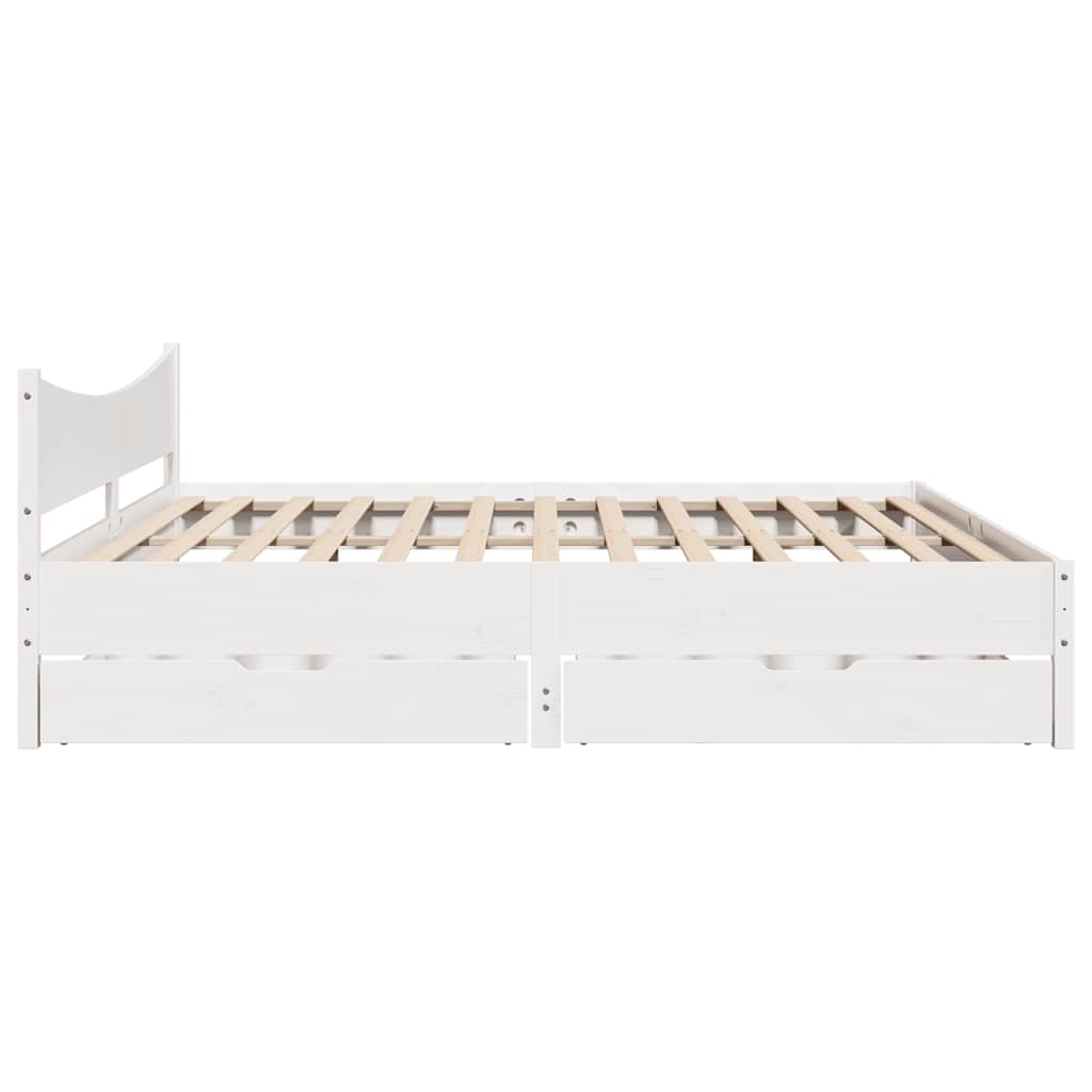 Giroletto con Cassetti Bianco 180x200 cm Legno Massello di Pino | homemem39