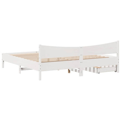 Giroletto con Cassetti Bianco 180x200 cm Legno Massello di Pino | homemem39