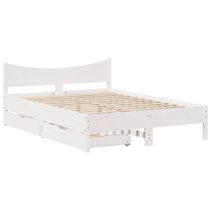Giroletto con Cassetti Bianco 160x200 cm Legno Massello di Pino | homemem39