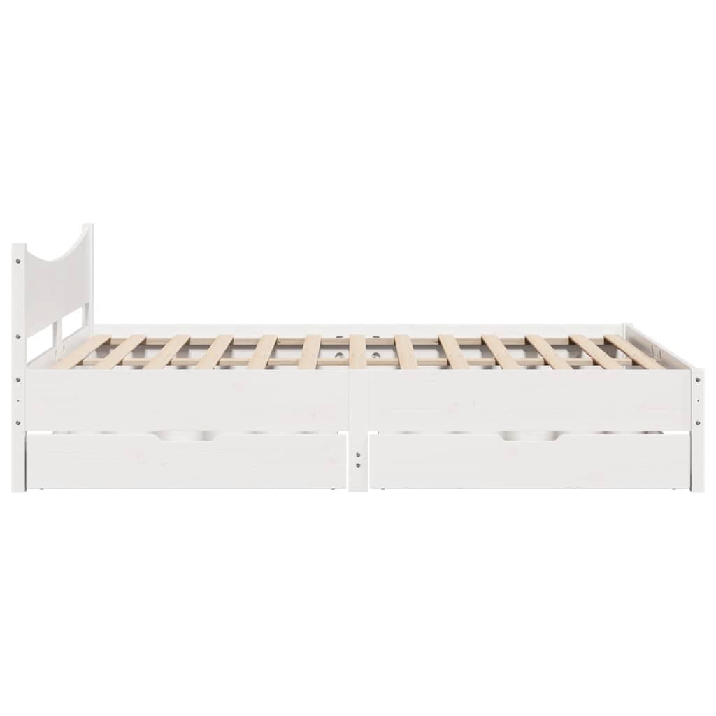 Giroletto con Cassetti Bianco 160x200 cm Legno Massello di Pino | homemem39