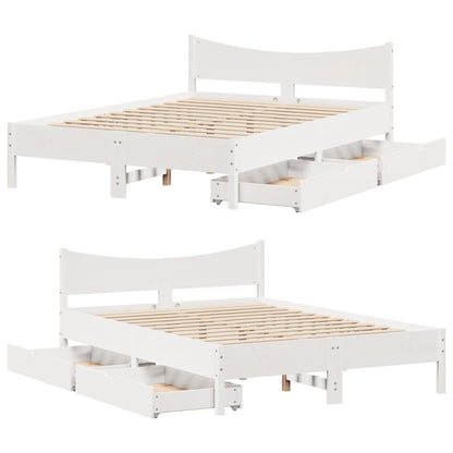 Giroletto con Cassetti Bianco 160x200 cm Legno Massello di Pino | homemem39