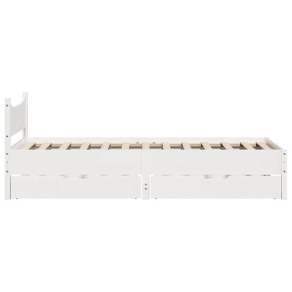 Giroletto con Cassetti Bianco 90x200 cm Legno Massello di Pino