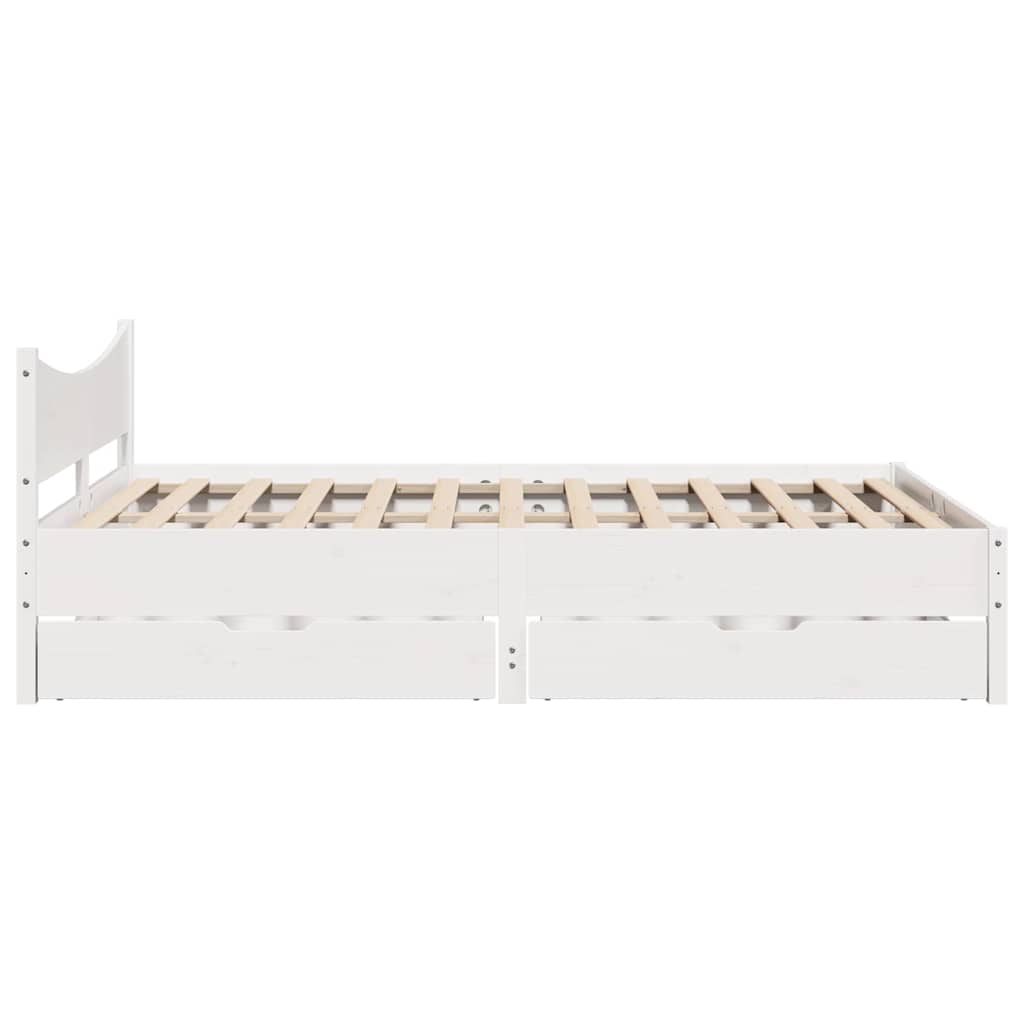 Giroletto con Cassetti Bianco 140x190 cm Legno Massello di Pino | homemem39
