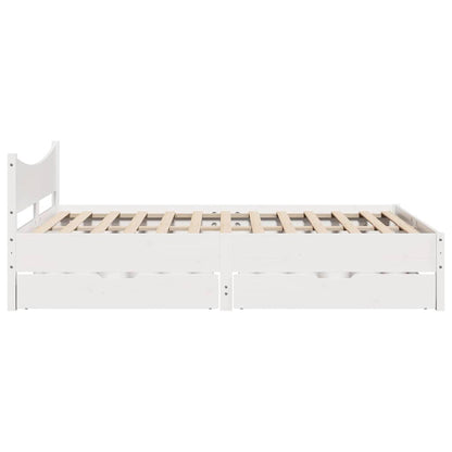 Giroletto con Cassetti Bianco 140x190 cm Legno Massello di Pino | homemem39