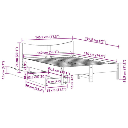 Giroletto Cassetti Marrone Cera 140x190 cm Legno Massello Pino | homemem39