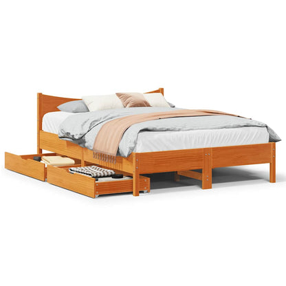 Giroletto Cassetti Marrone Cera 140x190 cm Legno Massello Pino | homemem39
