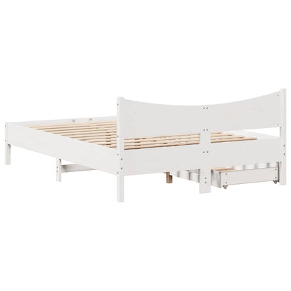 Giroletto con Cassetti Bianco 135x190 cm Legno Massello di Pino | homemem39