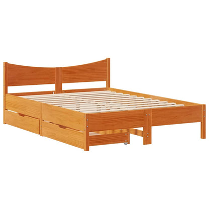 Giroletto Cassetti Marrone Cera 135x190 cm Legno Massello Pino | homemem39