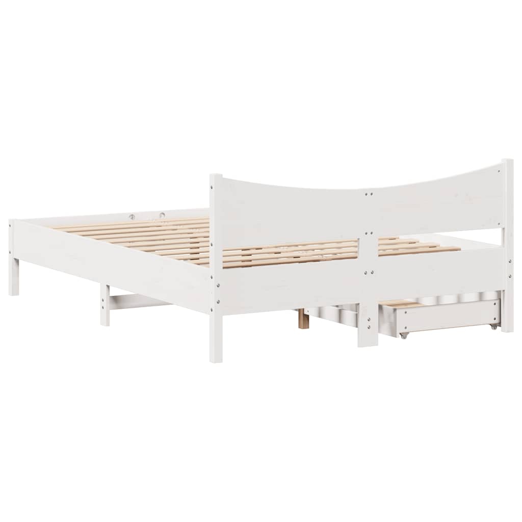 Giroletto con Cassetti Bianco 120x190 cm Legno Massello di Pino | homemem39