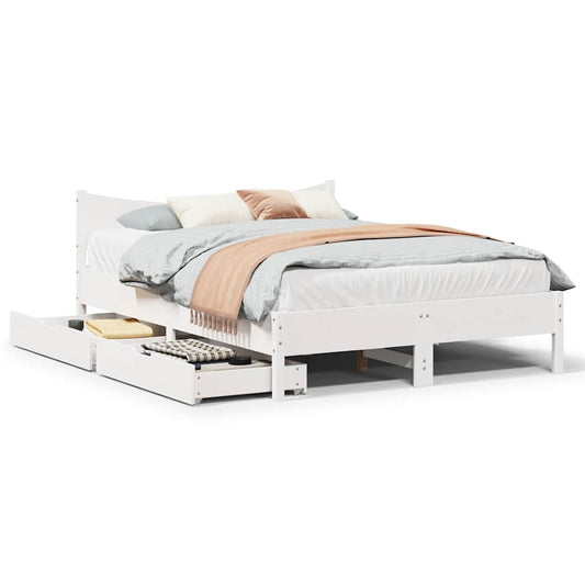 Giroletto con Cassetti Bianco 120x190 cm Legno Massello di Pino | homemem39