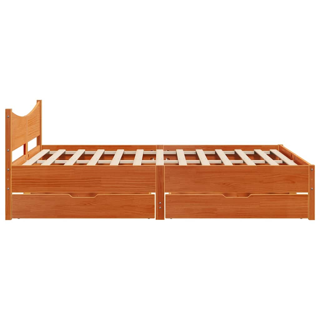 Giroletto Cassetti Marrone Cera 120x190 cm Legno Massello Pino | homemem39