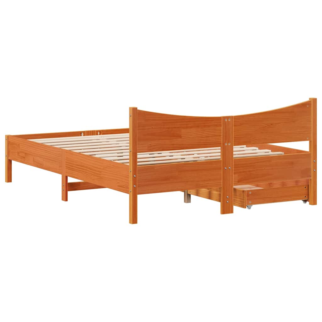 Giroletto Cassetti Marrone Cera 120x190 cm Legno Massello Pino | homemem39