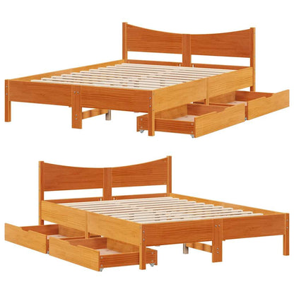 Giroletto Cassetti Marrone Cera 120x190 cm Legno Massello Pino | homemem39