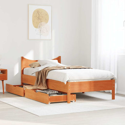 Giroletto Cassetti Marrone Cera 75x190cm in Legno Massello Pino | homemem39