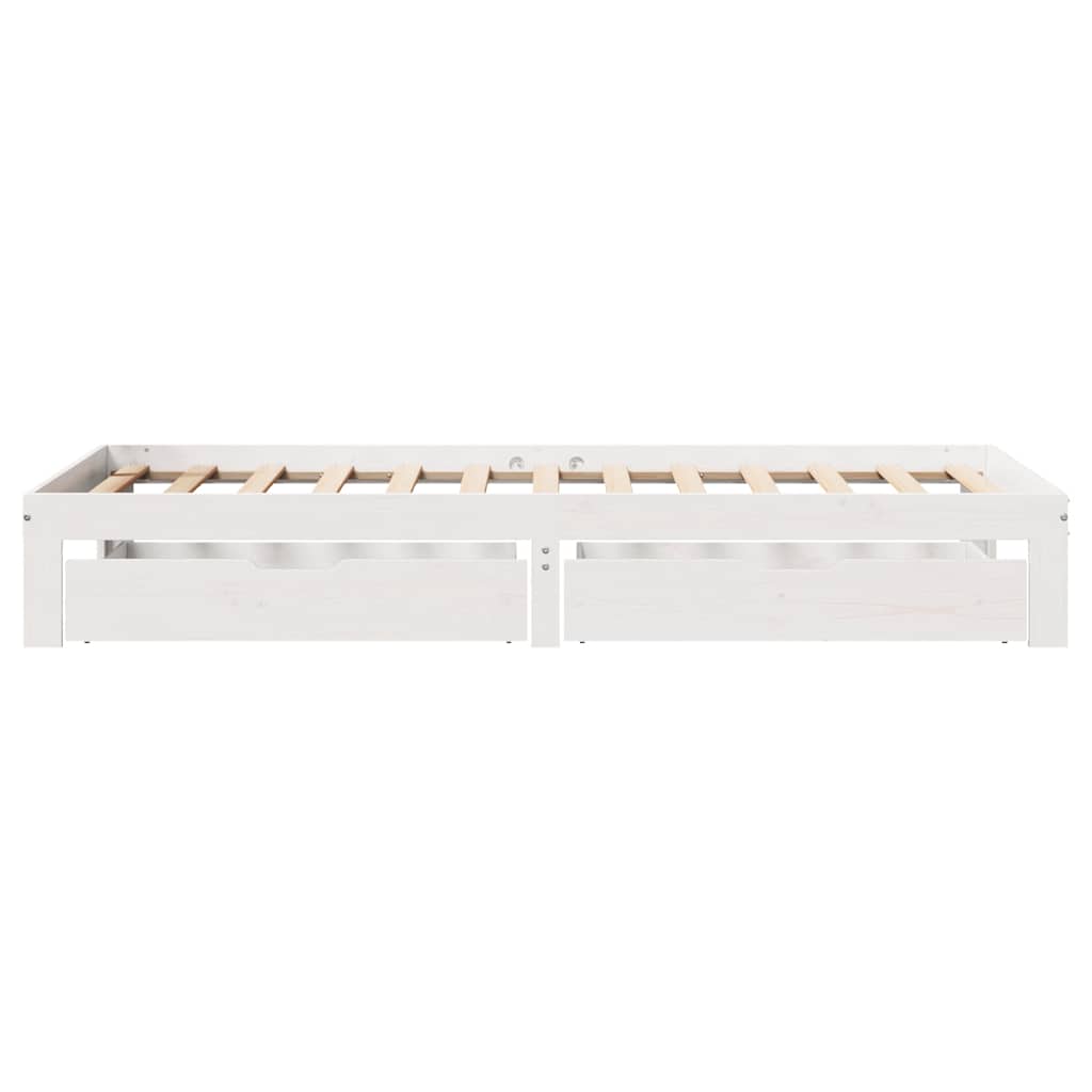 Giroletto con Cassetti Bianco 75x190 cm Legno Massello di Pino