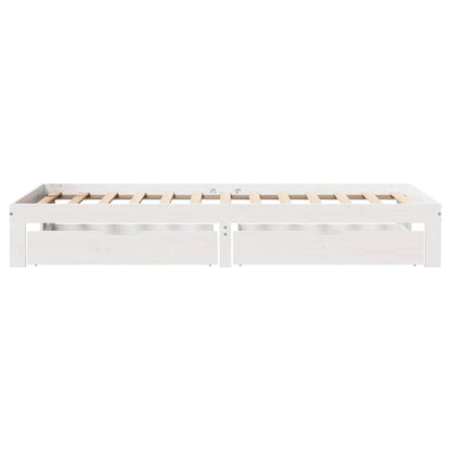 Giroletto con Cassetti Bianco 75x190 cm Legno Massello di Pino