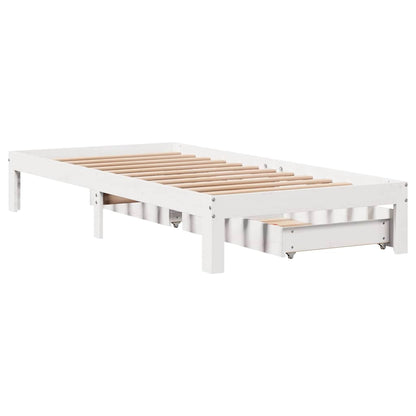 Giroletto con Cassetti Bianco 75x190 cm Legno Massello di Pino