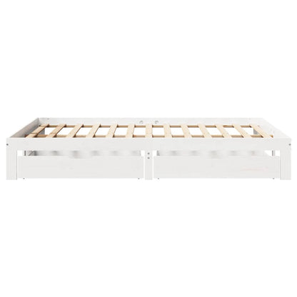 Giroletto con Cassetti Bianco 135x190 cm Legno Massello di Pino