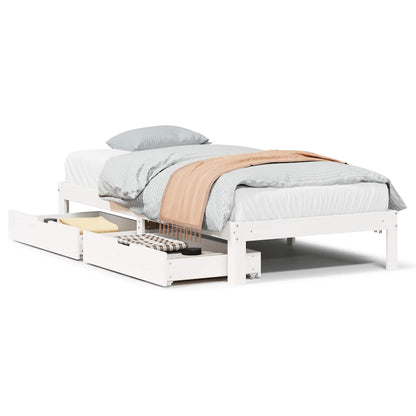 Giroletto con Cassetti Bianco 90x200 cm Legno Massello di Pino | homemem39