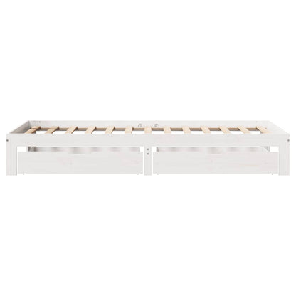 Giroletto con Cassetti Bianco 90x200 cm Legno Massello di Pino | homemem39