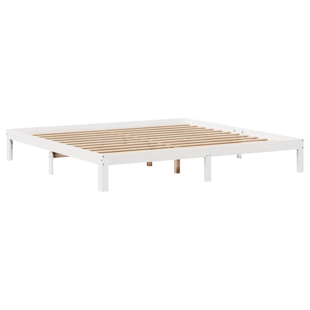 Giroletto con Cassetti Bianco 200x200 cm Legno Massello di Pino - homemem39