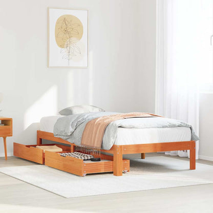 Giroletto Cassetti Marrone Cera 100x200 cm Legno Massello Pino | homemem39