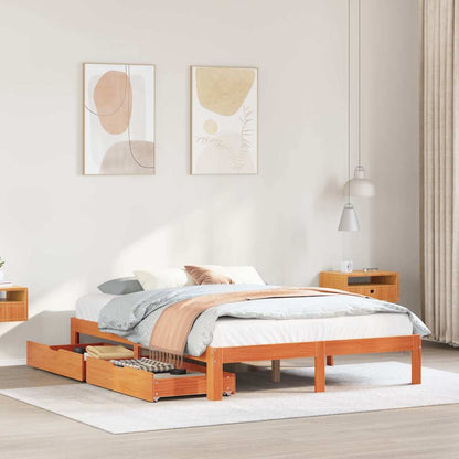 Giroletto Cassetti Marrone Cera 140x200 cm Legno Massello Pino | homemem39