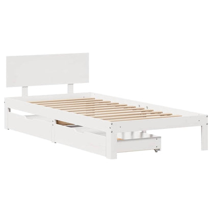 Giroletto con Cassetti Bianco 75x190 cm Legno Massello di Pino