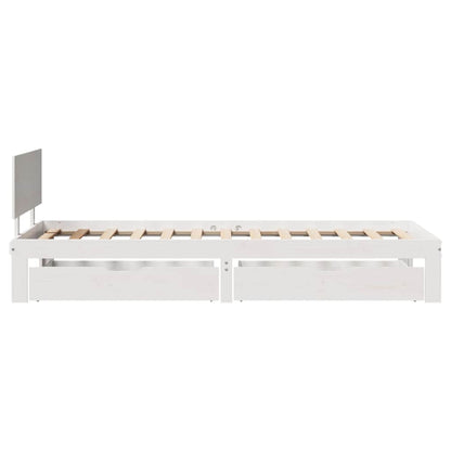 Giroletto con Cassetti Bianco 75x190 cm Legno Massello di Pino